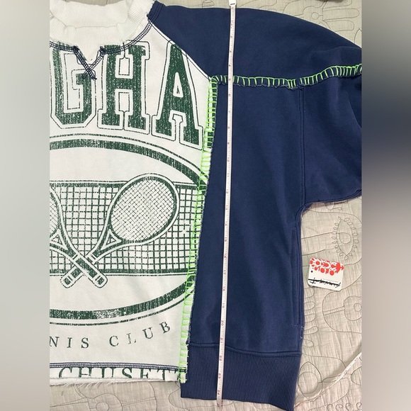 NWT FP Movement Double Header Graphic Crew S Blue  Combo with Pockets - Picture 10 of 12